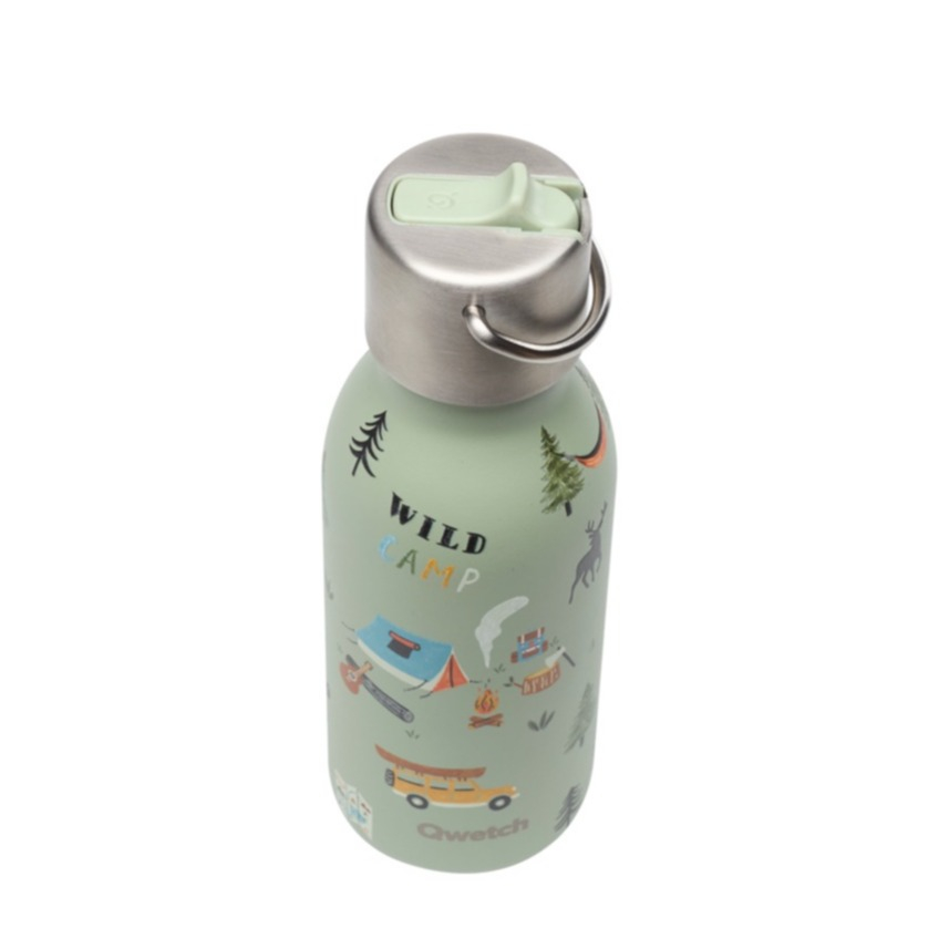 (350ml) Yosemite Edelstahl Kinder Trinkflasche Thermo Bottle Isolierte Wasserflasche Thermosflasche mit Klappdeckel (QK9022) - Lindengrün