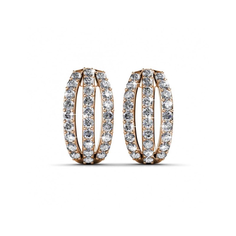 Boucles d'oreilles Elegant - Or Rosé et Cristal