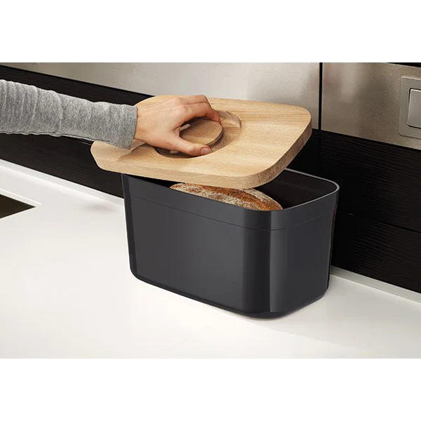 Boîte à pain noir couvercle bambou 35,5 cm Joseph Joseph