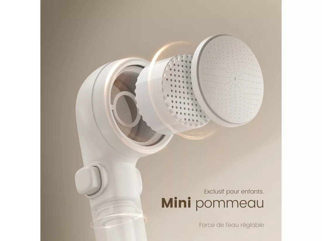 EMKE Colonne de douche avec thermostat 38℃ Douche pluie 40 cm étagère en verre avec 3+1 douchette parent-enfant+porte-douche - blanc