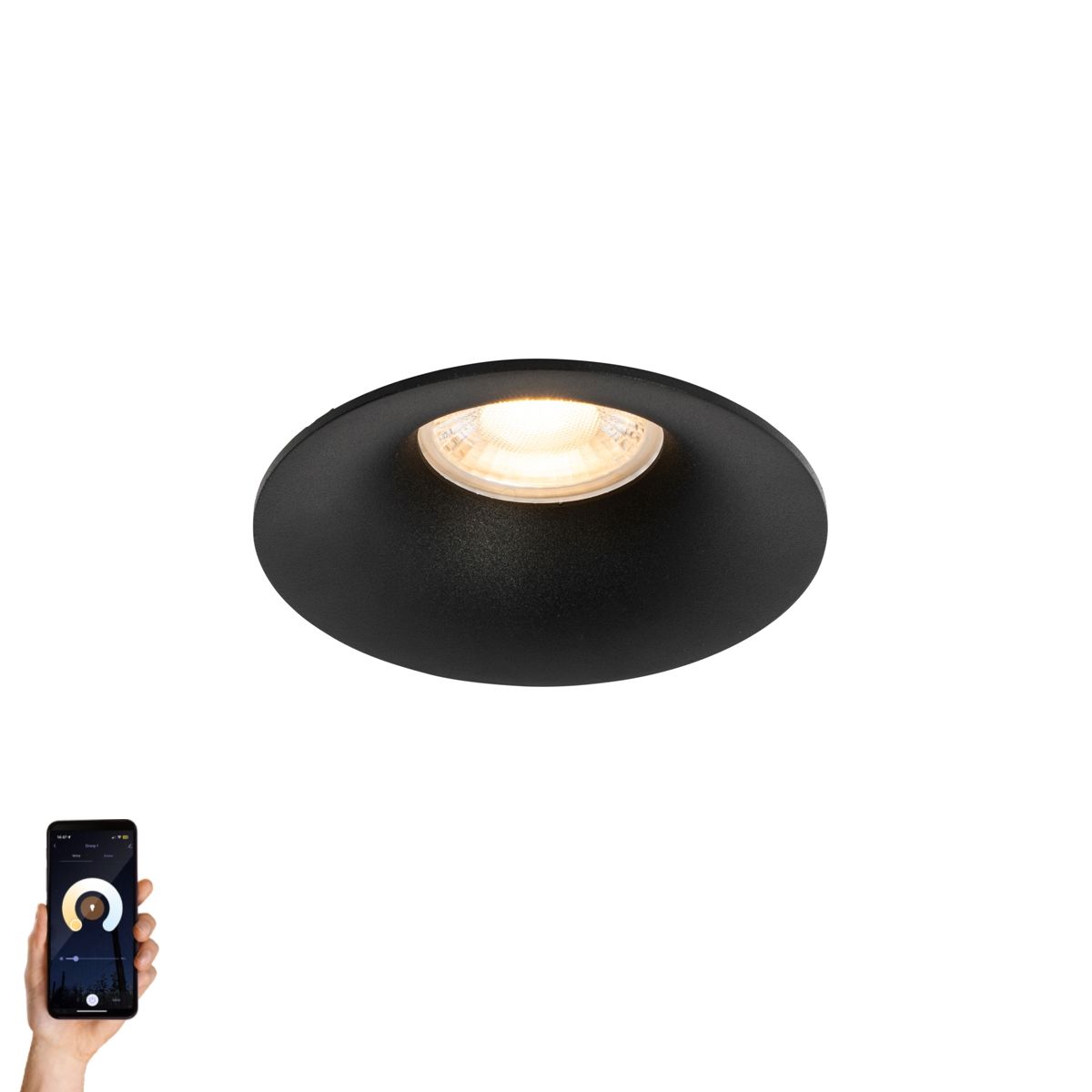 Smart inbouwspot zwart incl. Wifi GU10 50mm - Gijs