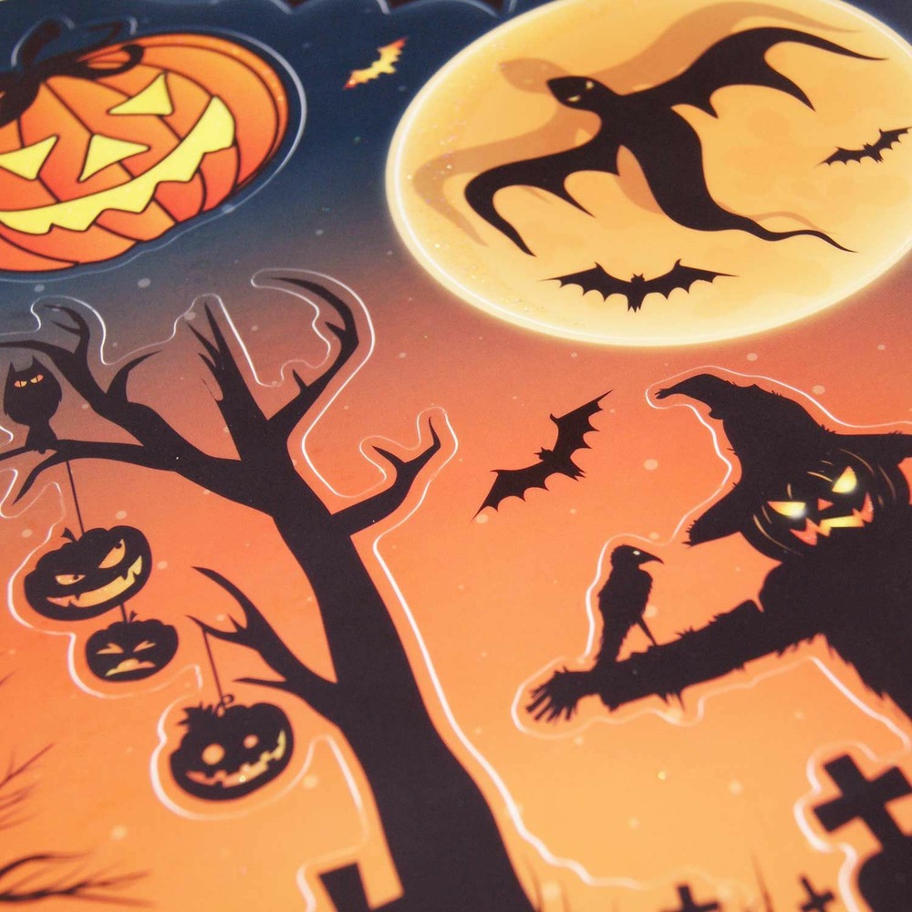 Décoration de fenêtre électrostatique halloween - epouvantail - paillettes