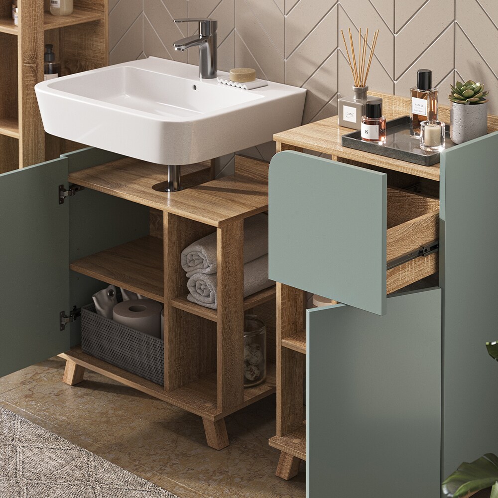 Vicco Badmöbel-Set Karen Sonoma Mintgrün 5 Teile