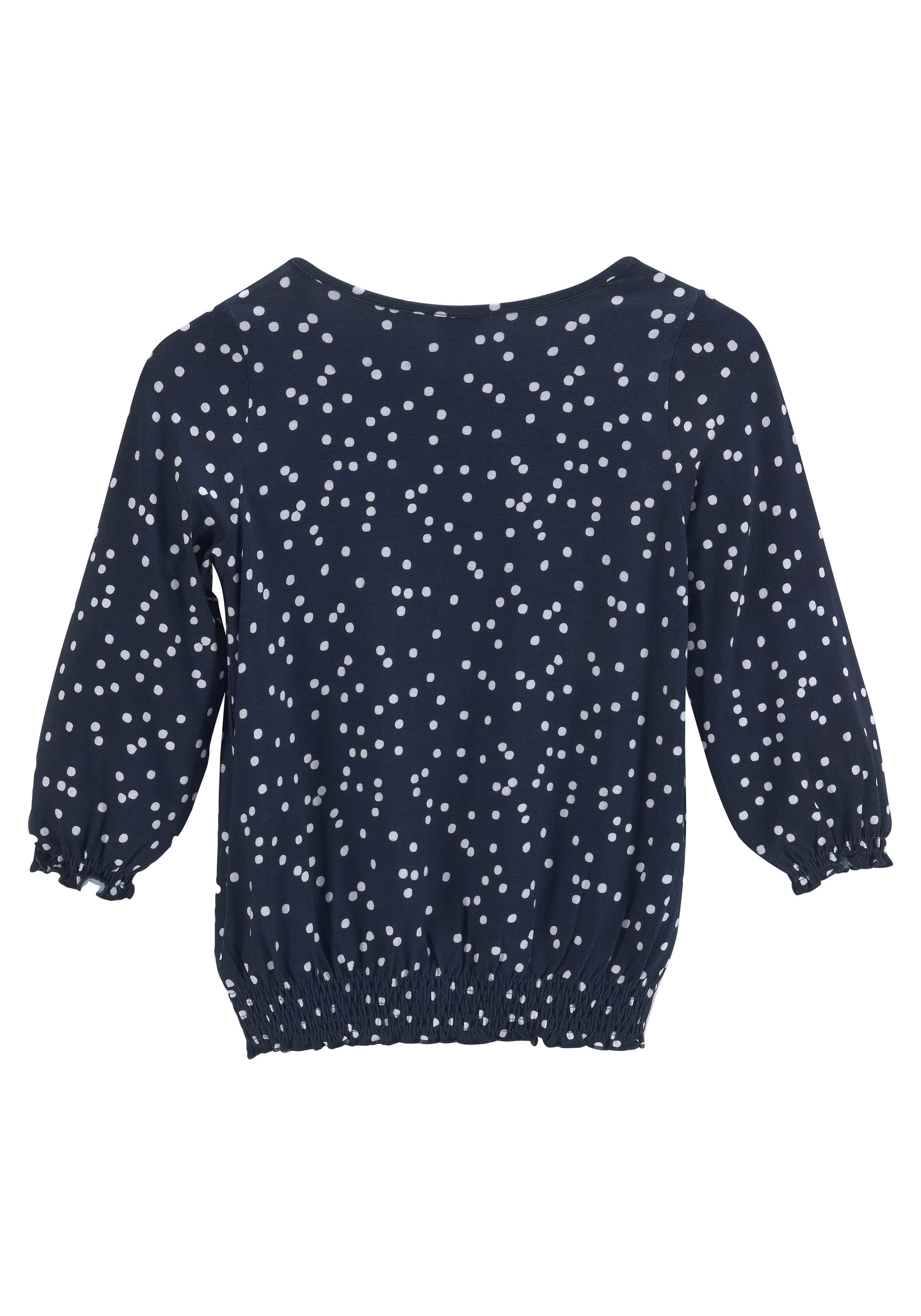 KangaROOS Langarmshirt », Viskoseshirt mit 3/4 Arm«, weite Passform,  gepunktetes Design,  Rundhalsausschnitt