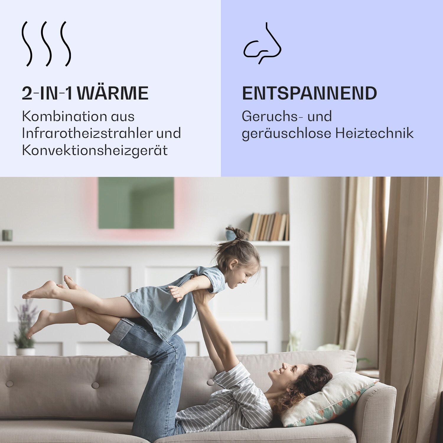 Mojave 500 smart 2-in-1 Heizgerät Infrarot Konvektor 60x60cm 500W RGB-Licht