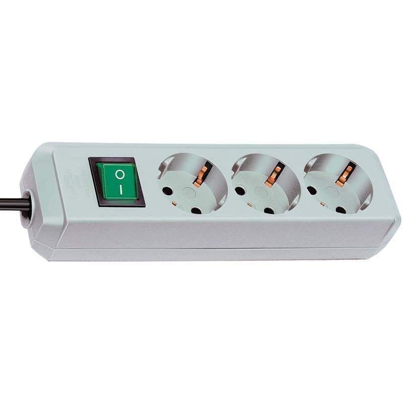 Brennenstuhl ECO-Line 1152350015 3-voudige stekkerdoos met veiligheidsschakelaar lichtgrijs