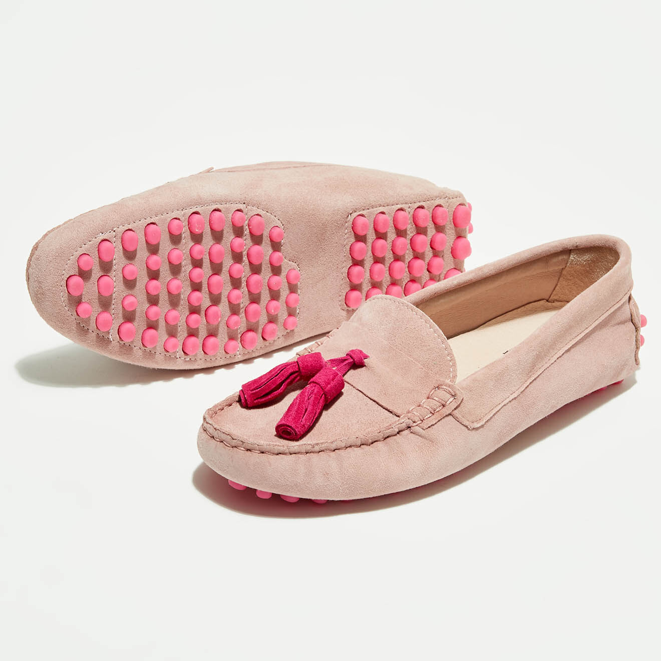 Flavio Création Mocassins en Velours de Cuir Malena rose clair/fuschia/rose
