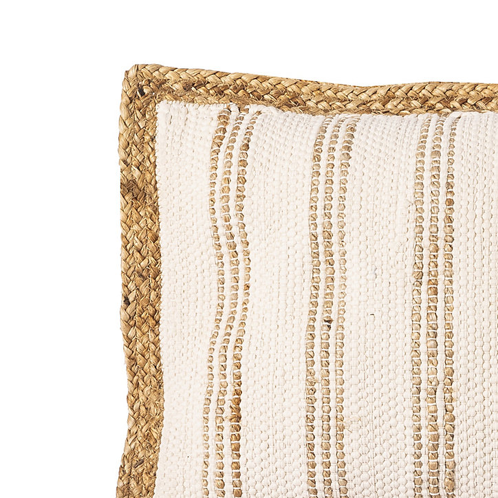 Coussin Chindi rayé Deco&Co blanc et jute L.60 x l.40 cm