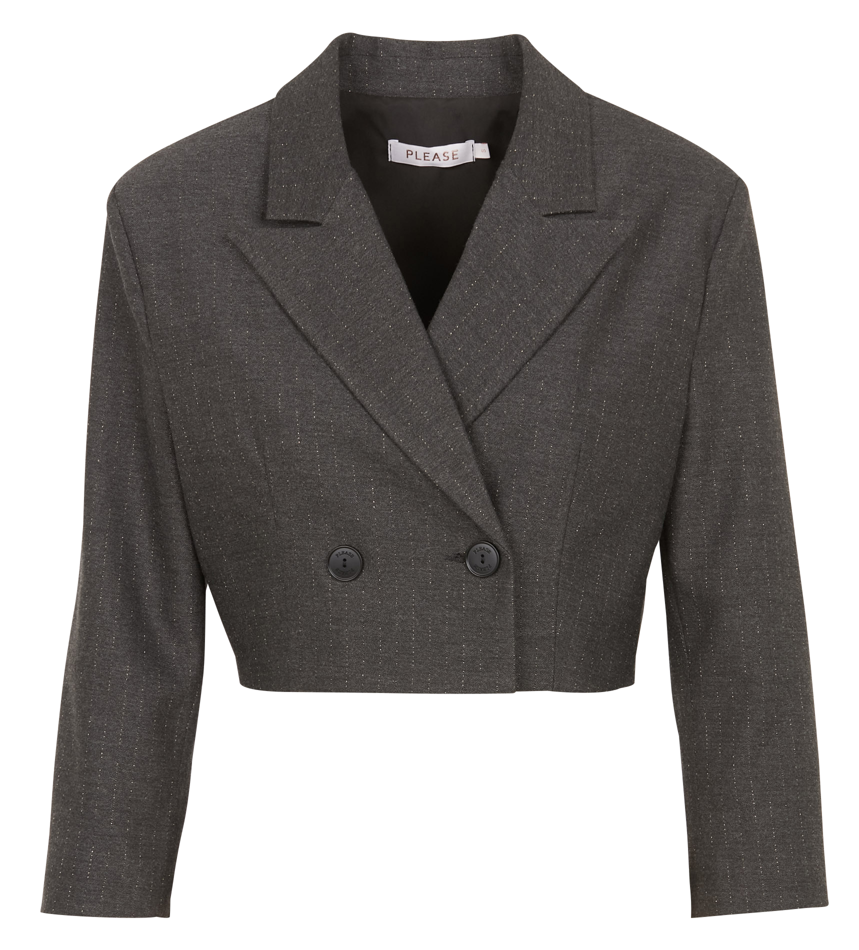 Veste blazer courte rayé| Gris
