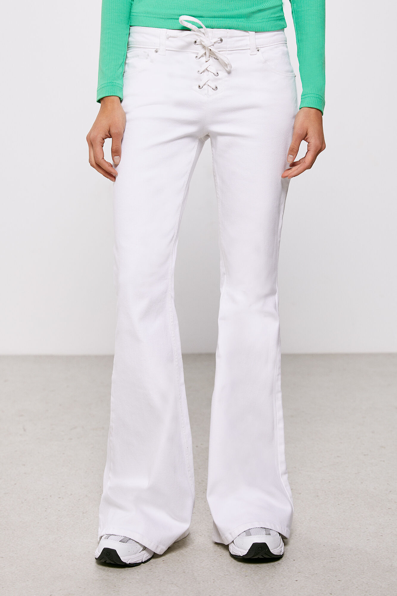 Calça jeans em zigue-zague - branca