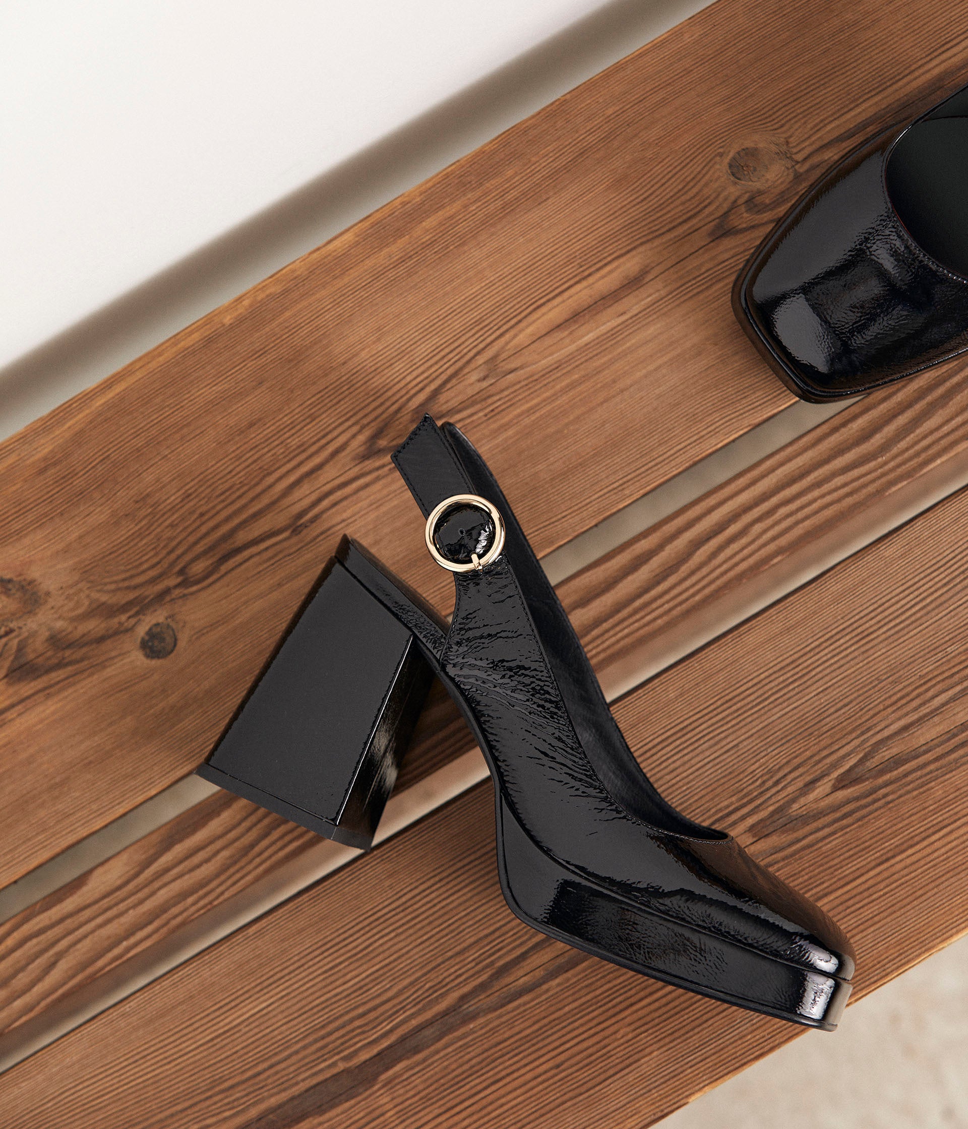 Slingbacks cuir noir Camille