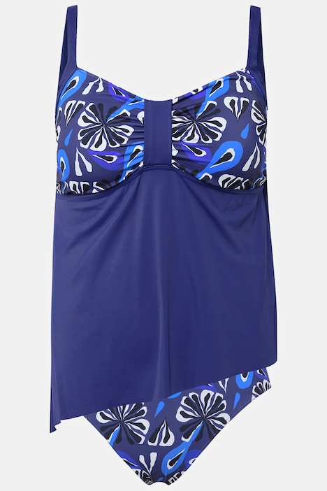 Tankini, Blüten, Softcups, längeres Oberteil