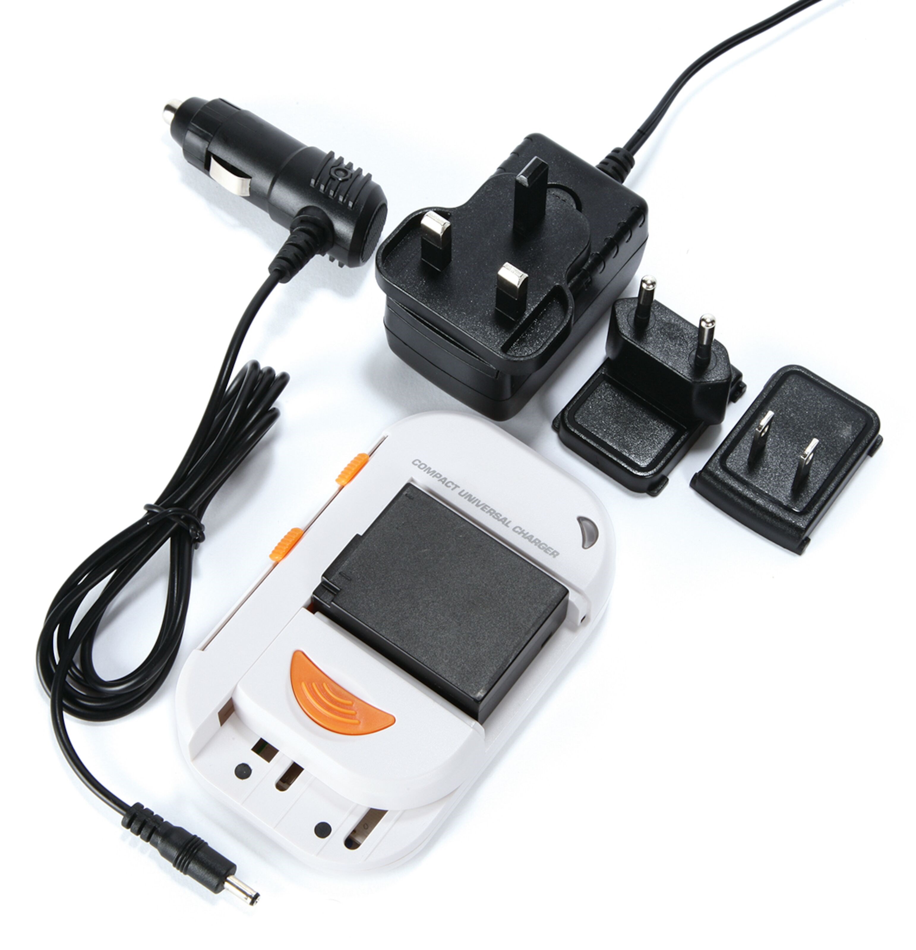 Universallader for kamera- og mobilbatteri