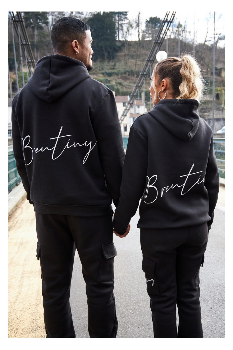 Sweat à capuche noir inscription Brentiny