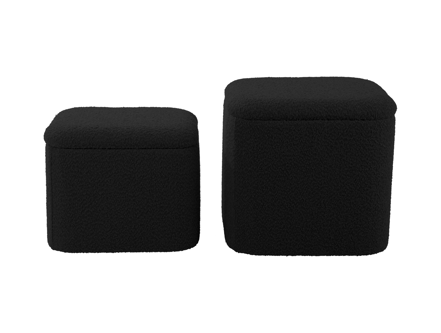 Pouf set Ada storage bouclé black, set of 2pcs
