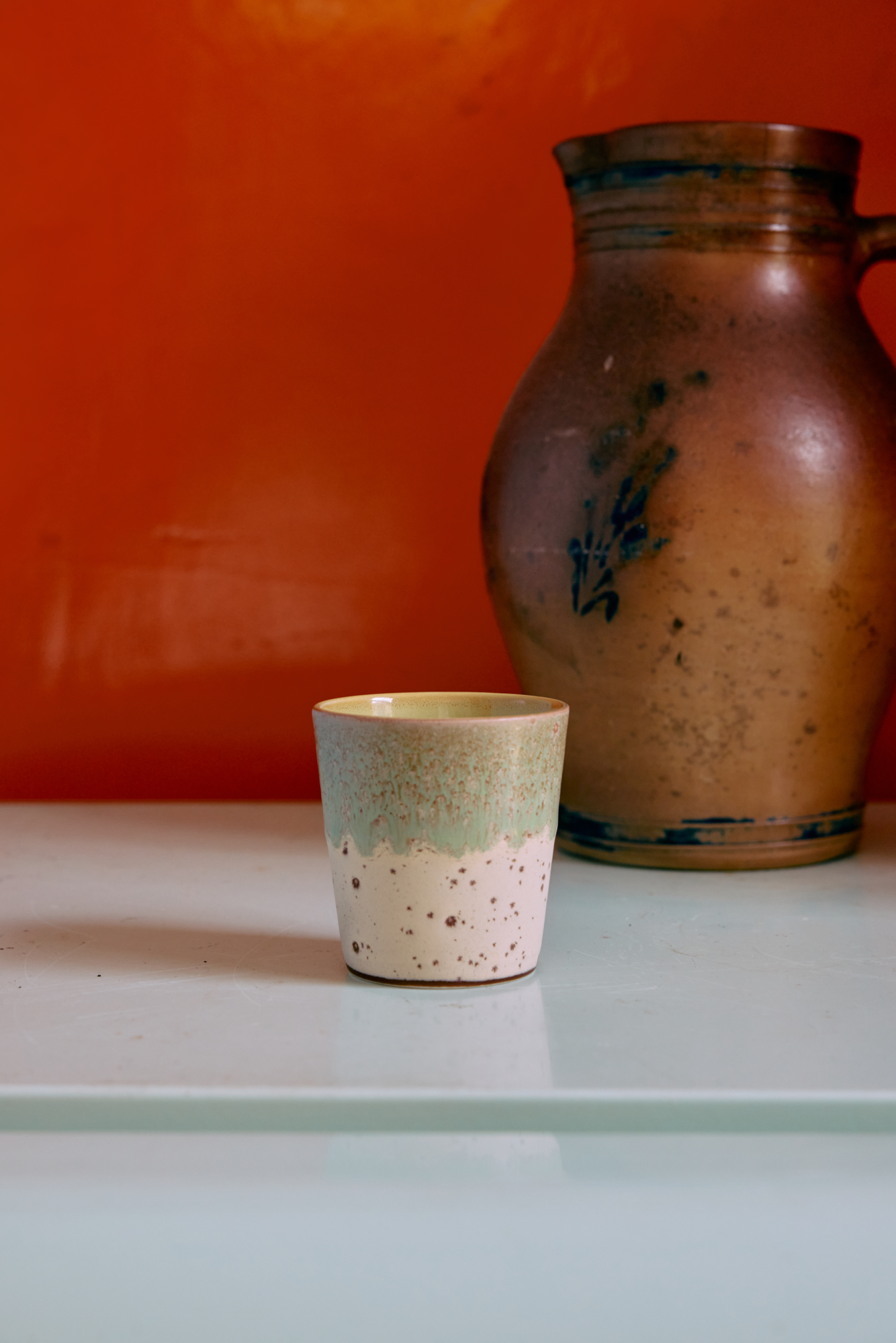 Servies 70's Ceramics koffie mok Pop art - set van 4