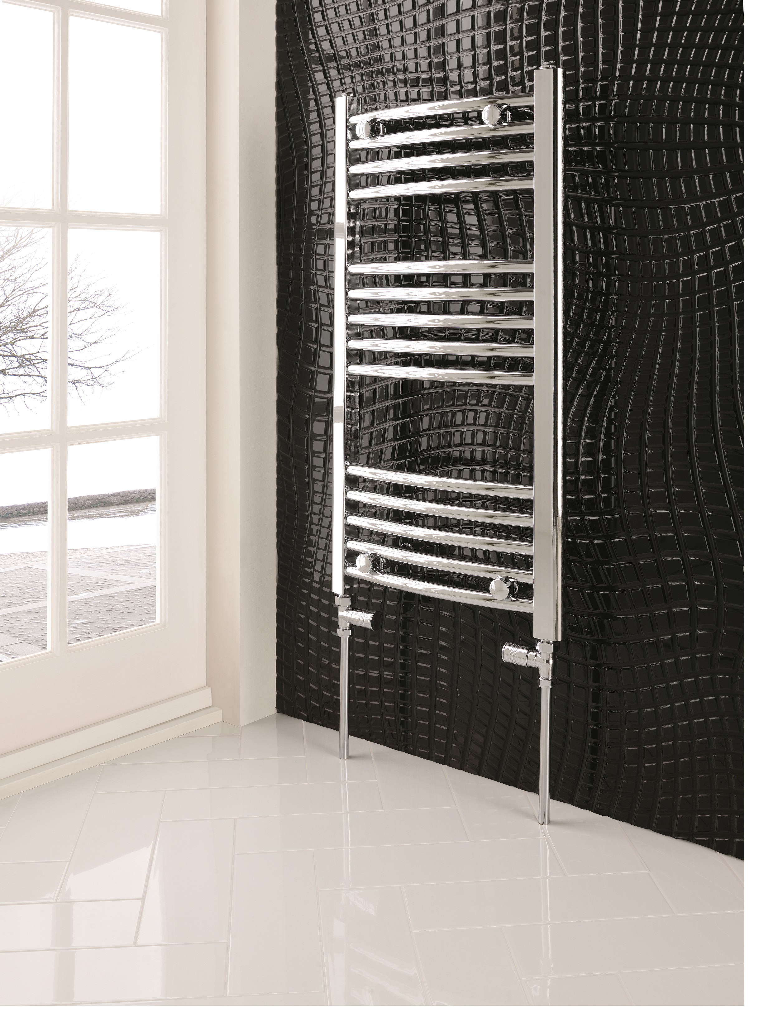 Eastbrook Wendover gebogen handdoekradiator 75x100cm 405W chroom