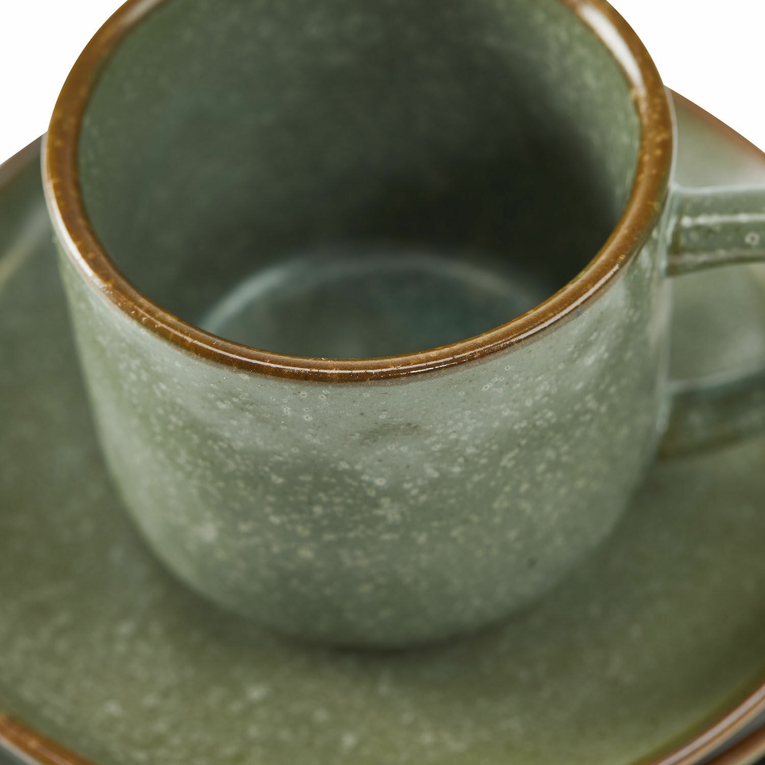 Tasse mit Untertasse 6er Set Biarré türkis/braun