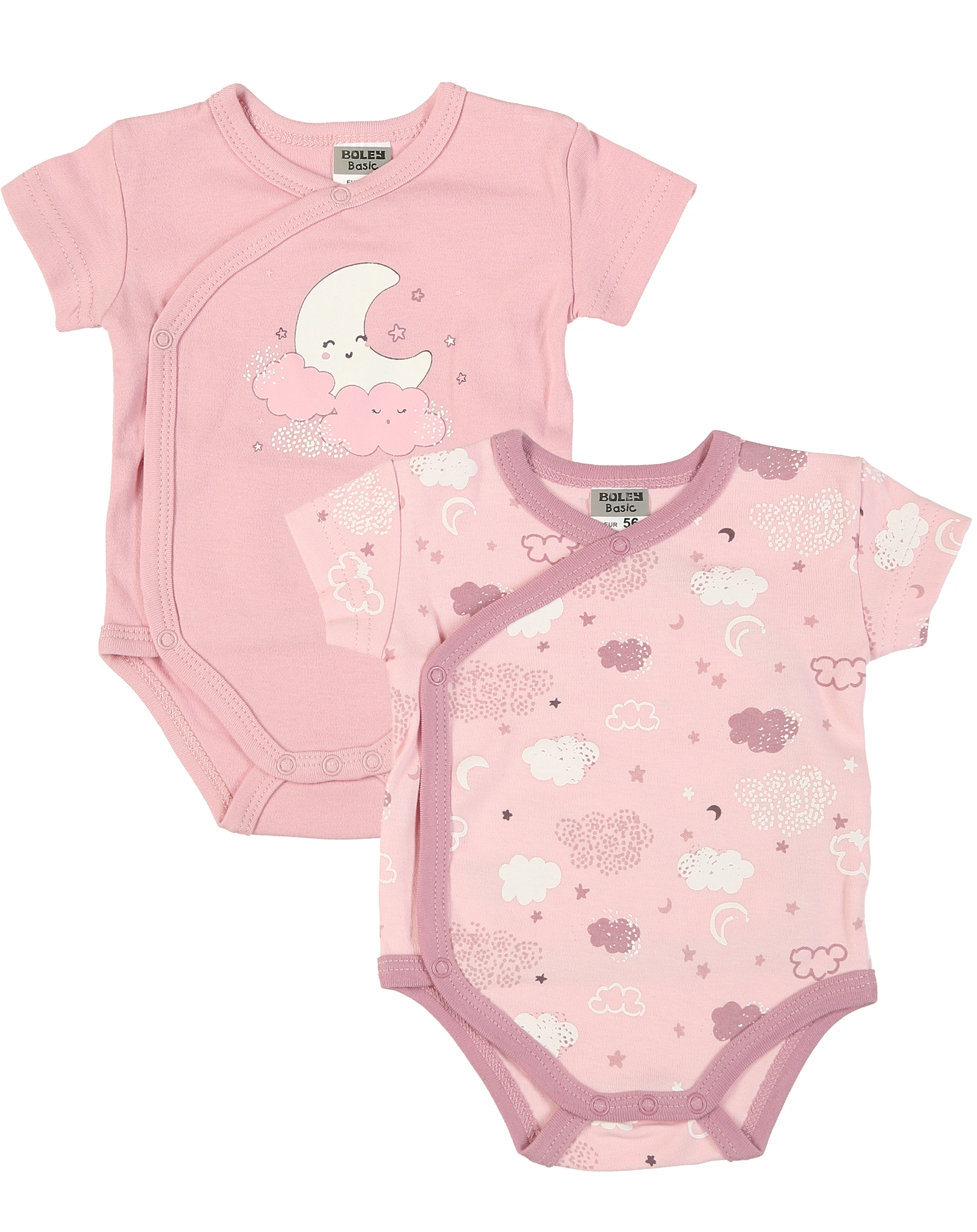 Kurzarm-Wickelbody FEELING LOVED 2er-Pack in rosa