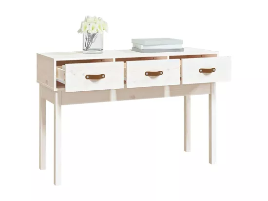 Table console Blanc 114x40x75 cm Bois massif de pin