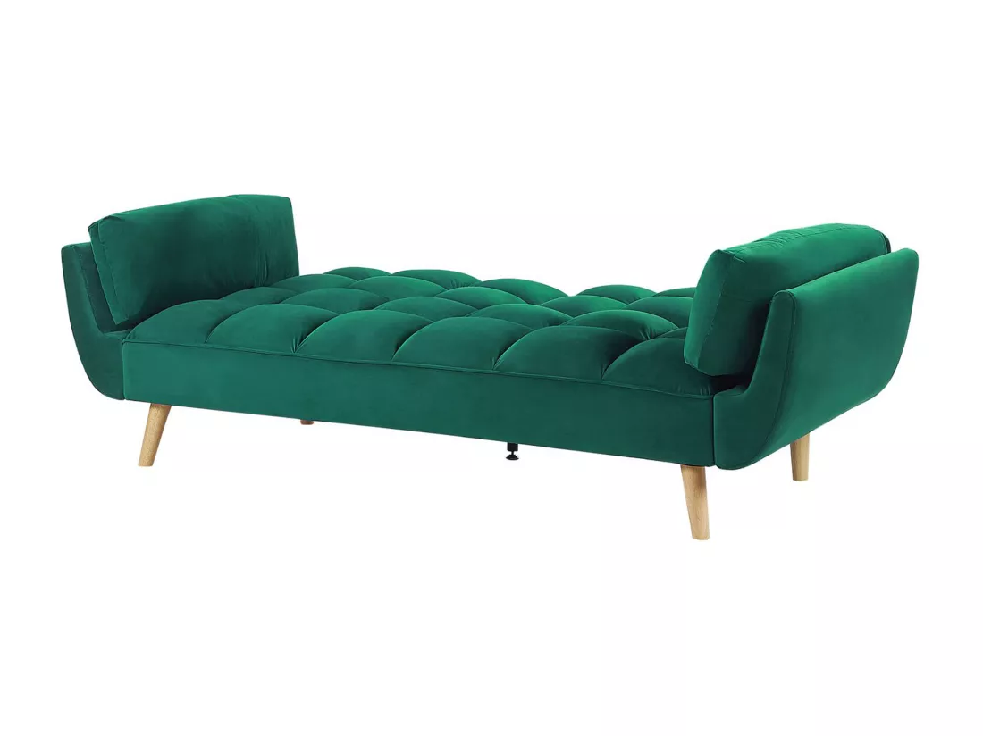 Canapé 3 places convertible en velours vert ASBY