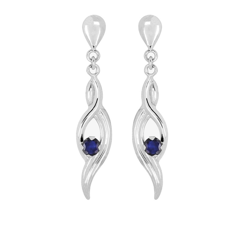 Boucles d'oreilles femme pendantes - saphir - Or 18 Carats