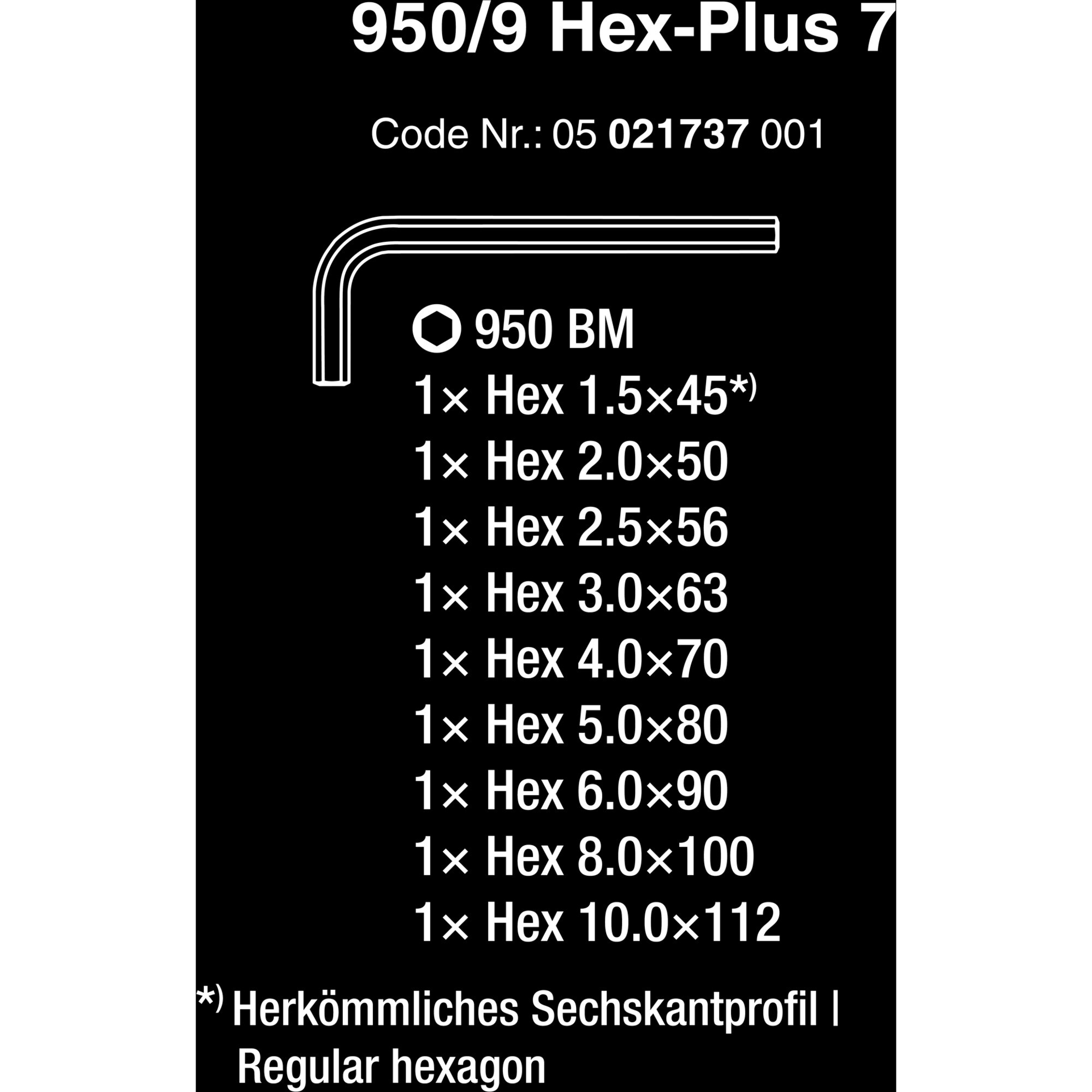 Wera Schraubendreher 950/9 Hex-Plus 7 Winkelschlüsselsatz, 9-teilig