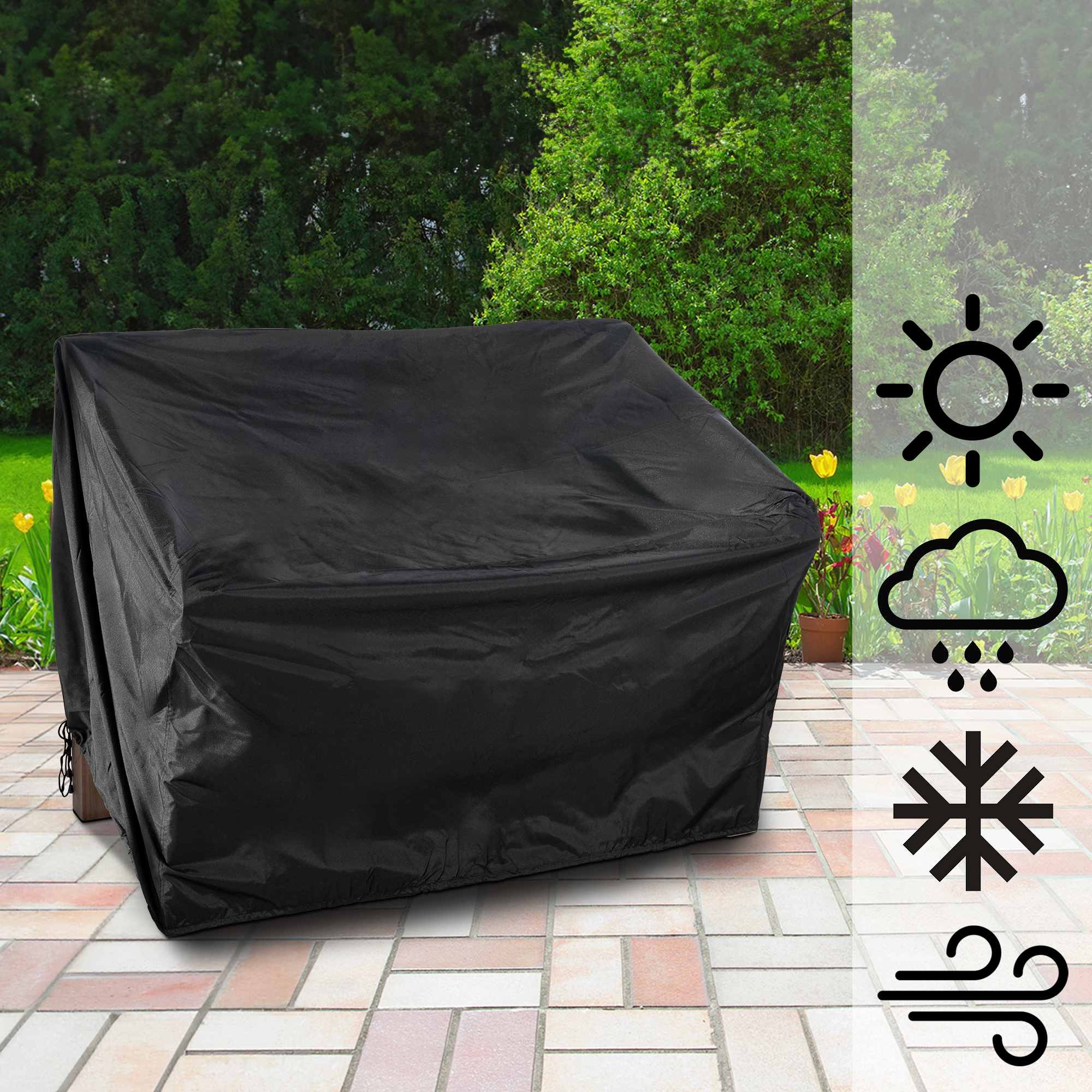 CLP Abdeckhaube Für Gartenbank 120cm I Schutzhülle Für Gartenmöbel I Wetterbeständige Hülle Mit 126x71x76 CM