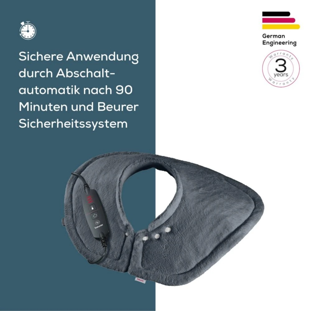 (56x52cm) HK 66 Cozy Schulter Heizkissen Elektrische Wärmedecke mit 3 Hitzestufen (20056) - Grau
