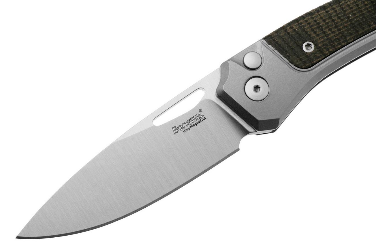 LionSteel Twain TW-GY-CVG Titanium, Green Canvas Micarta, zakmes, Gianni Pauletta design
