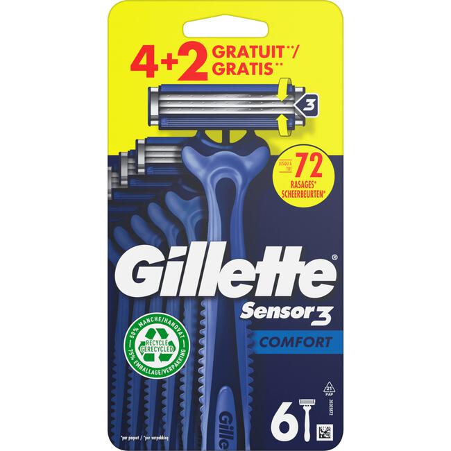 Gillette Sensor3 Comfort Wegwerpmesje 4+2 stuks