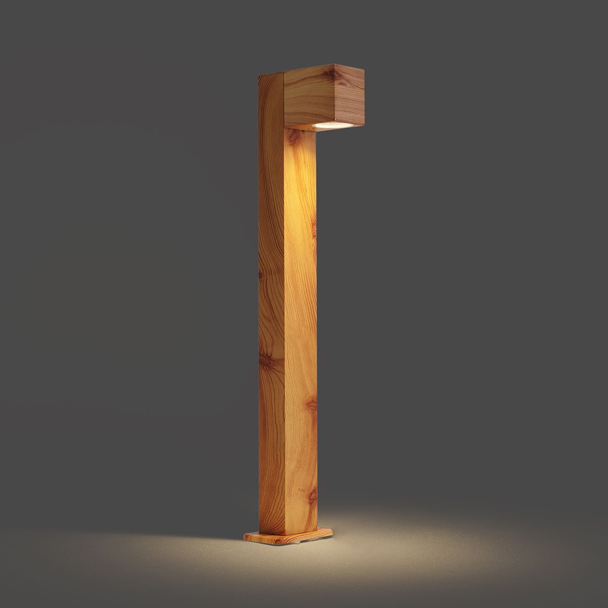 Buitenlamp aluminium met hout print met grondpin en kabelmof 65cm IP44 - Baleno