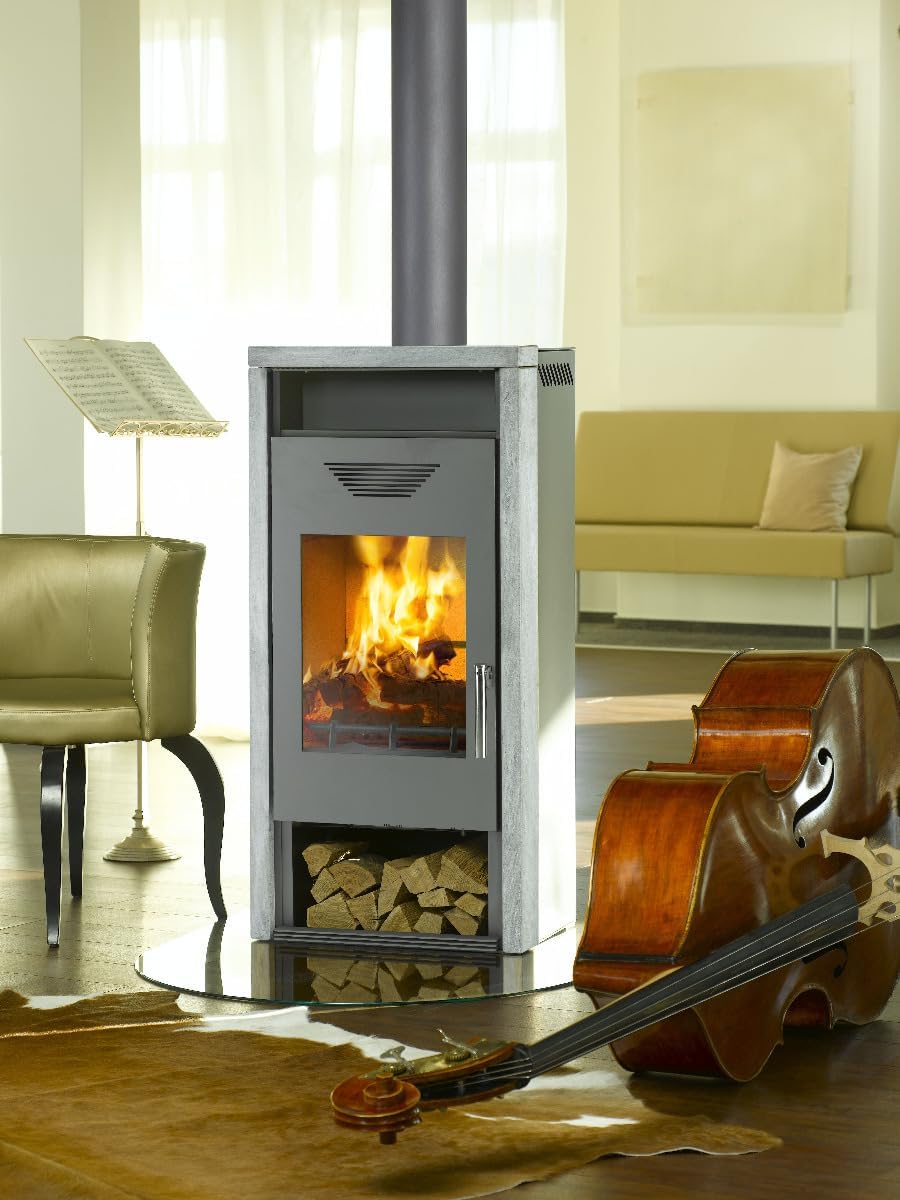 Kaminofen Wamsler KF 101 Yara Stahl gussgrau / Naturstein 8kW