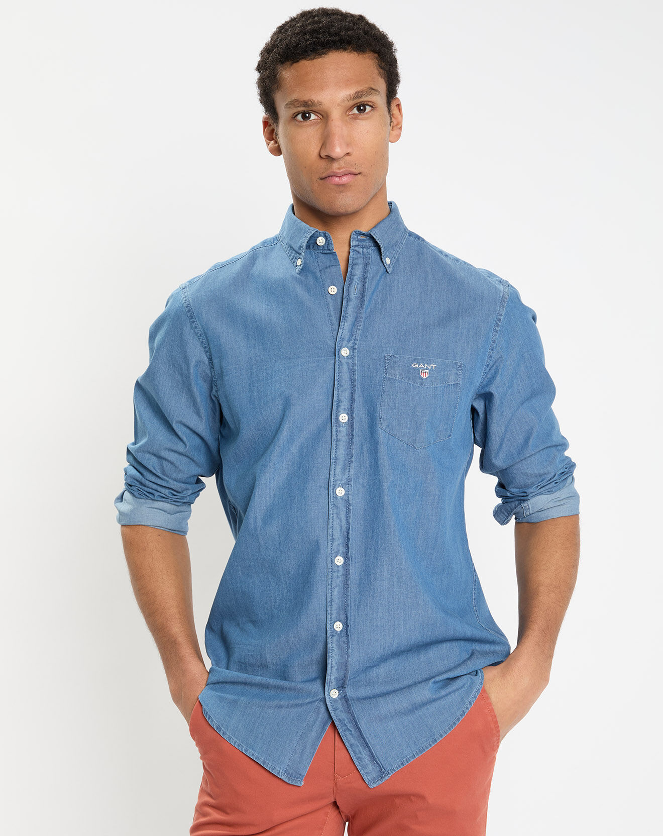 Gant Chemise Regular Fit Chambray bleu clair