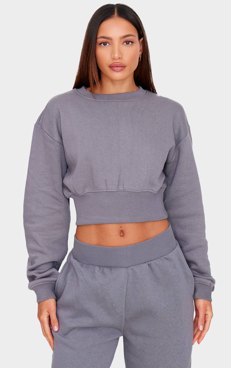 Steel Blue Sweat-shirt Oversize Court Grande Taille
