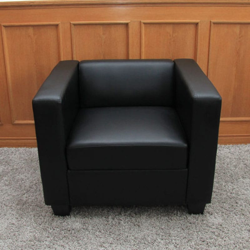 3-2-1 Couchgarnitur Lille ~ Leder, schwarz