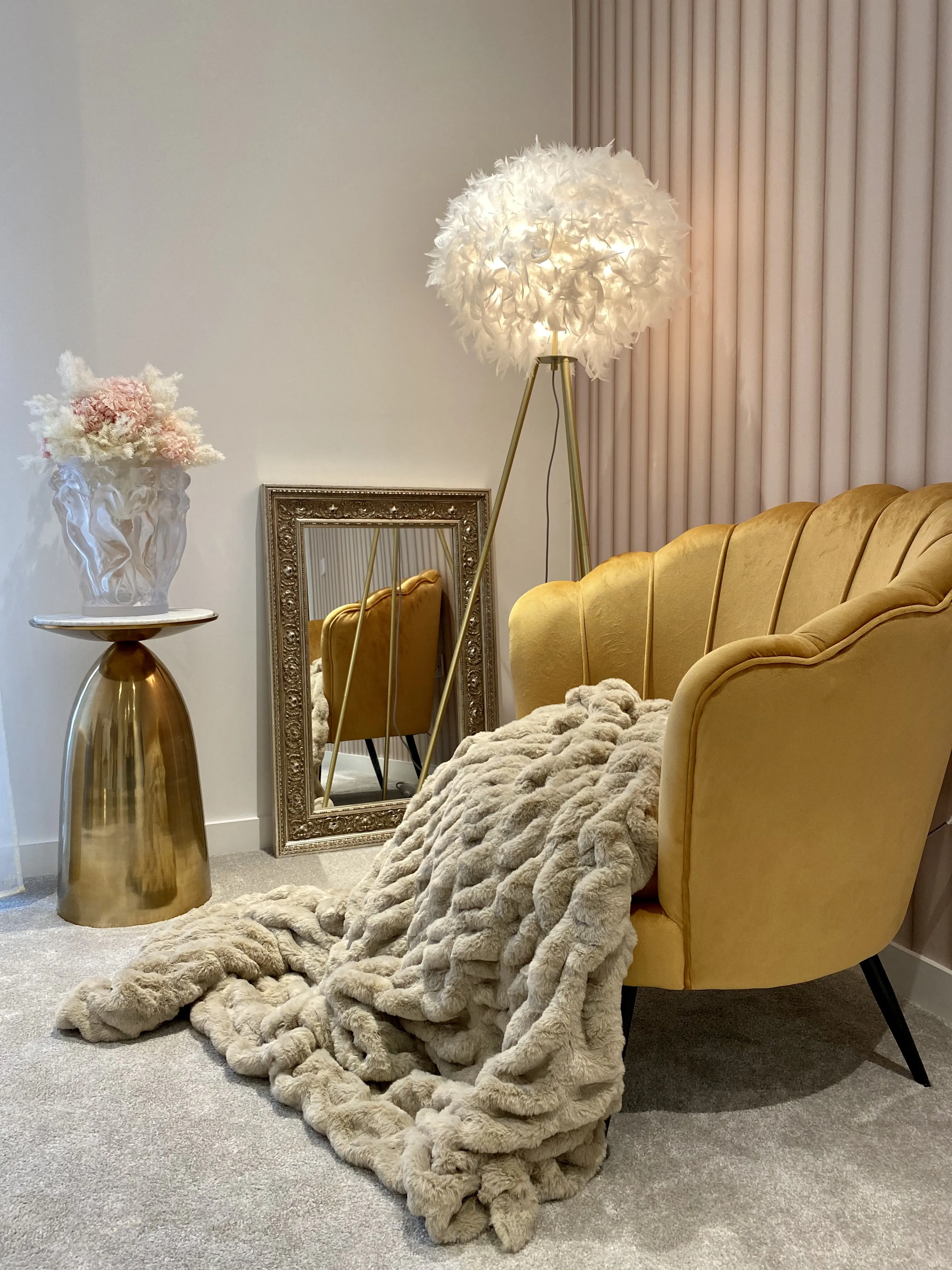 Fauteuil LOVIKKA Fluweel Mosterdgeel