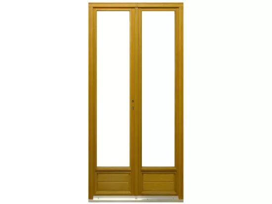 Porte Fenêtre Bois 2 Vantaux H205 X L120 Côtes Tableau + Poignée Et Barillet (ref 01245f924) Gd Menuiseries