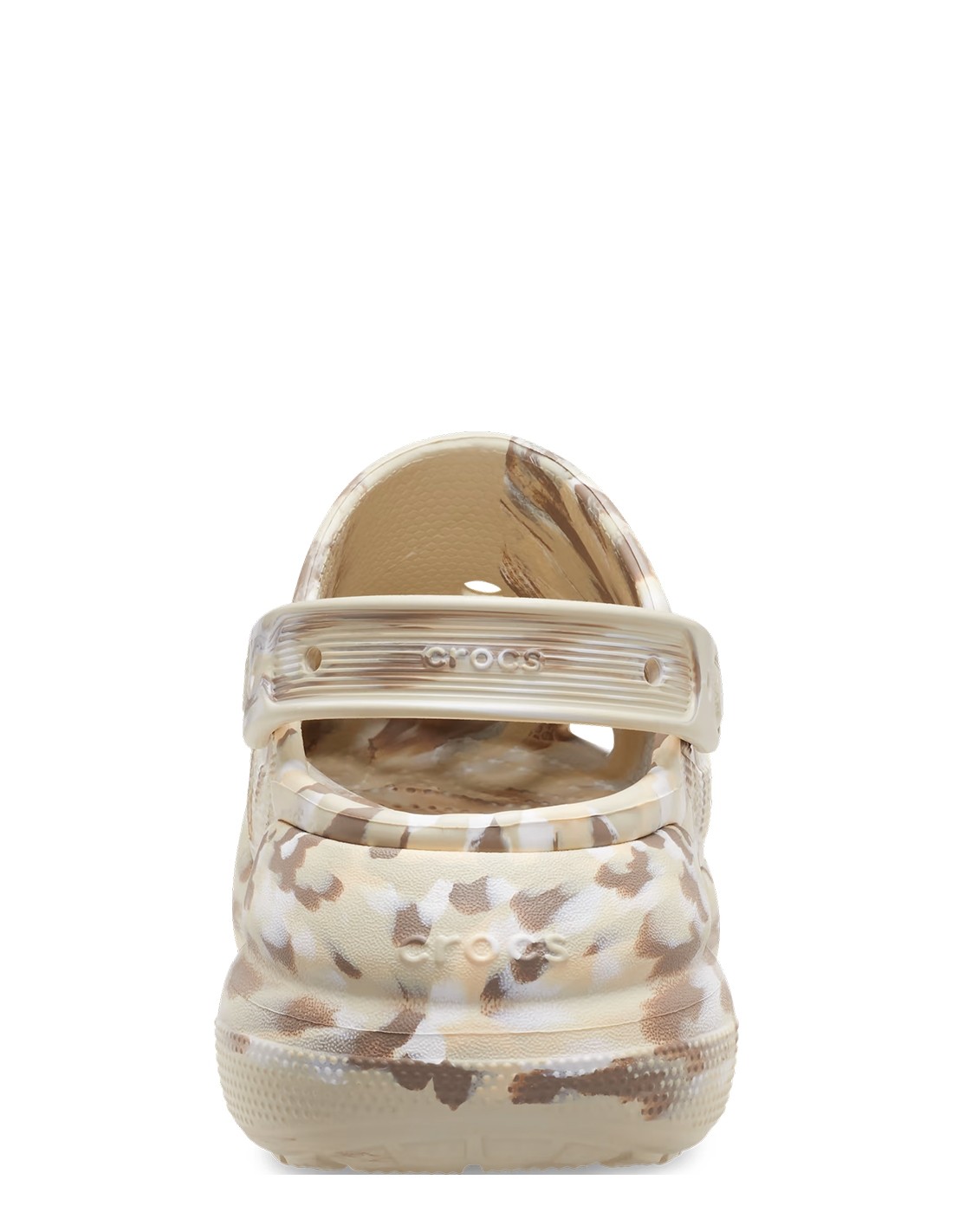 crocs sabots compensées femme classic crush marbled clog beige marbré