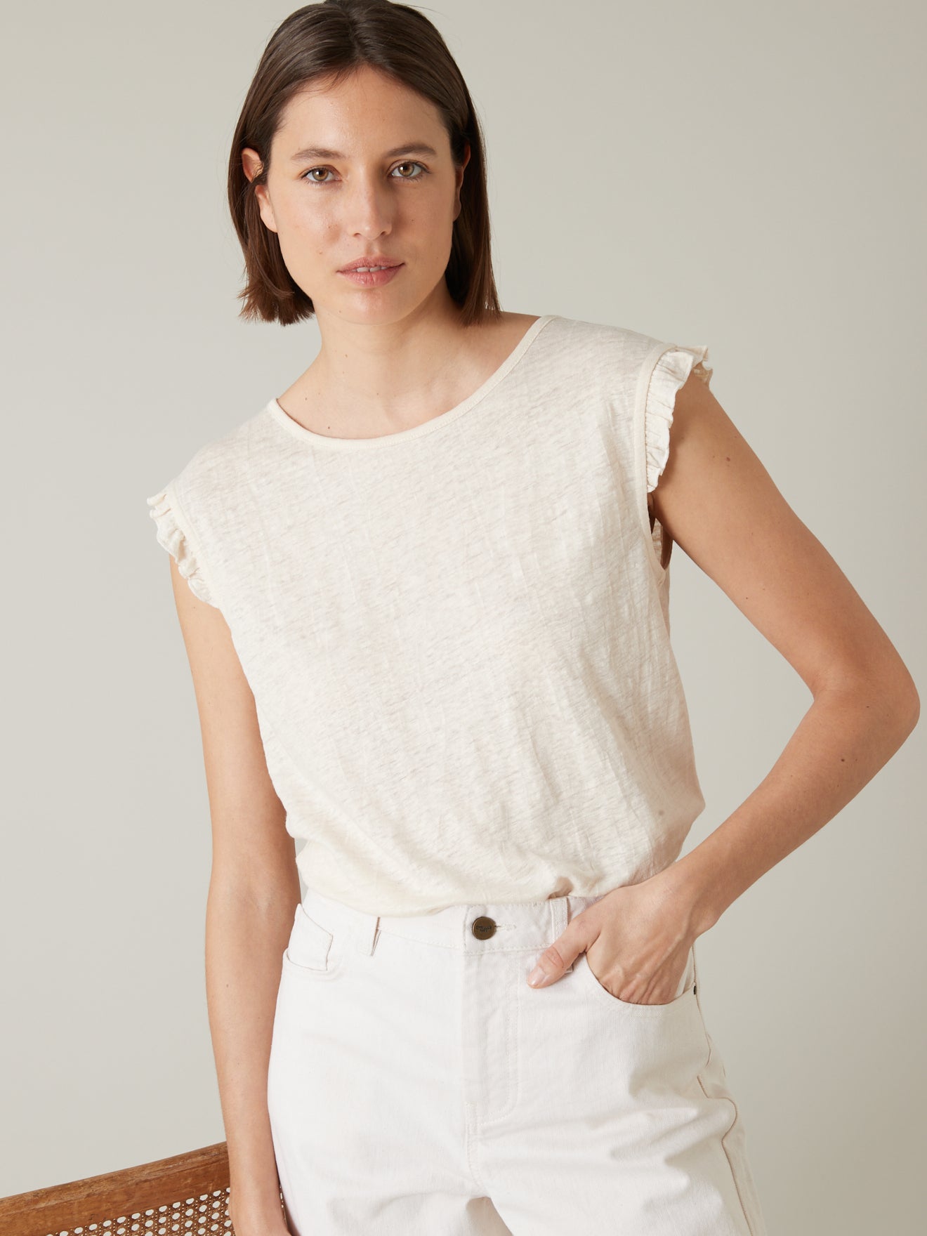 T-shirt sans manches lin femme