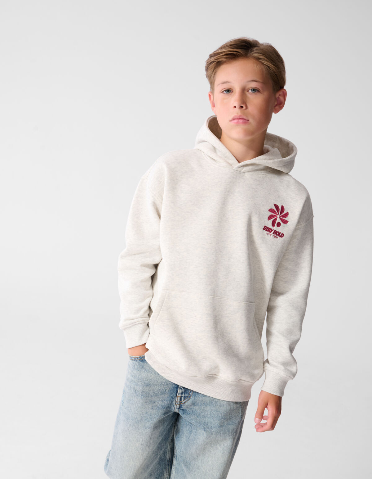 Oversized Fit Bold Artwork Hoodie Lichtgrijs