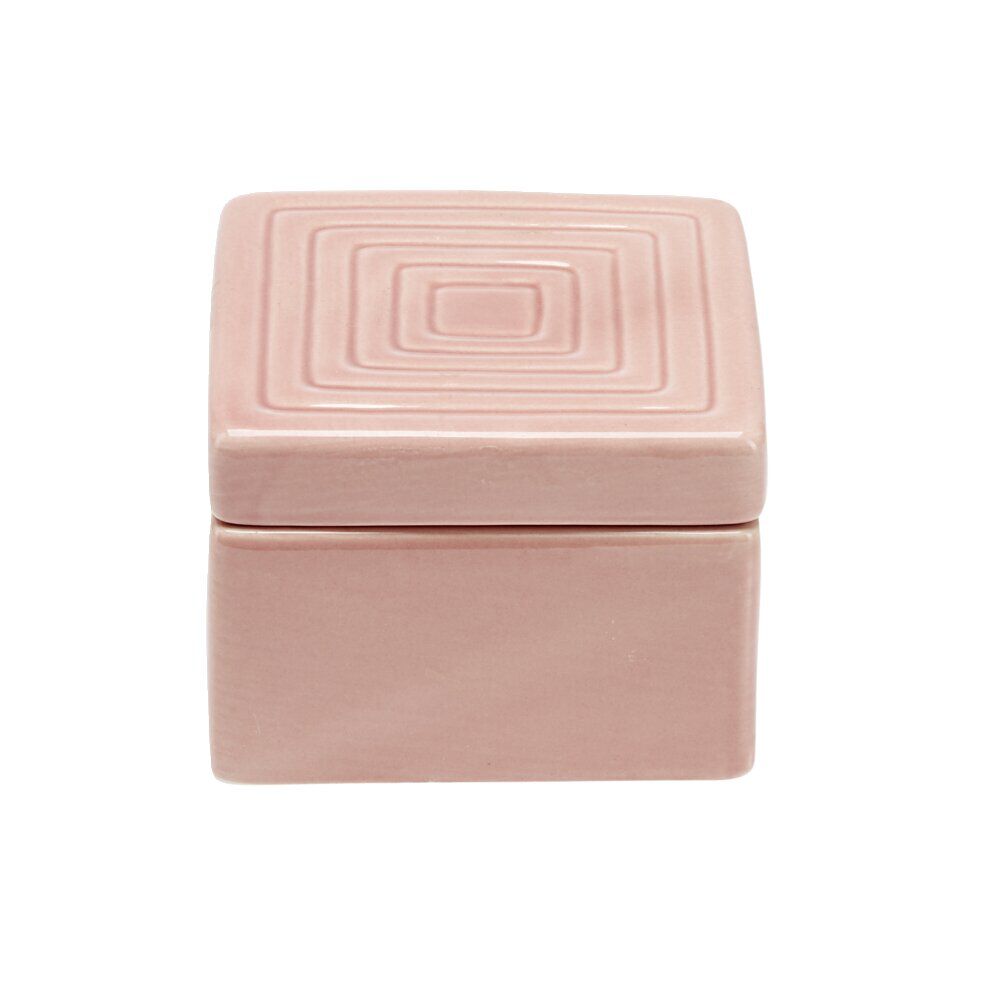 Boîte carrée céramique rose 11x11x8cm
