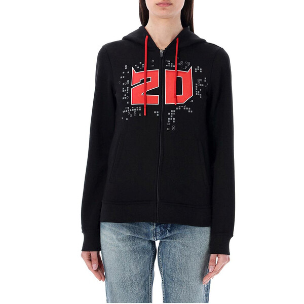 Fabio Quartararo - Sweat zippé à capuche femme FQ20 Noir / Rouge