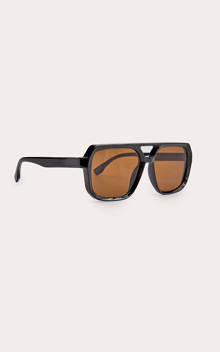 Noir Lunettes De Soleil Aviateur À Verres Marron