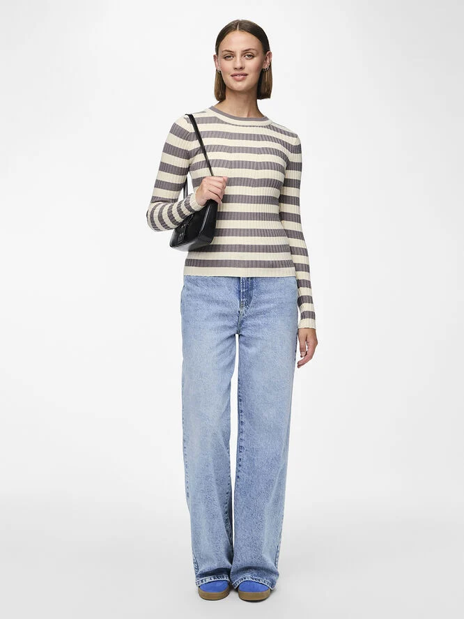 Pieces PCCRISTA LS O-NECK KNIT NOOS BC December sky/wide birch stripes