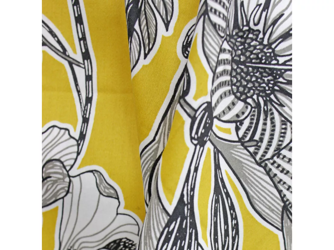 Taie de traversin 140x43 cm satin de coton BOTANIC jaune soleil
