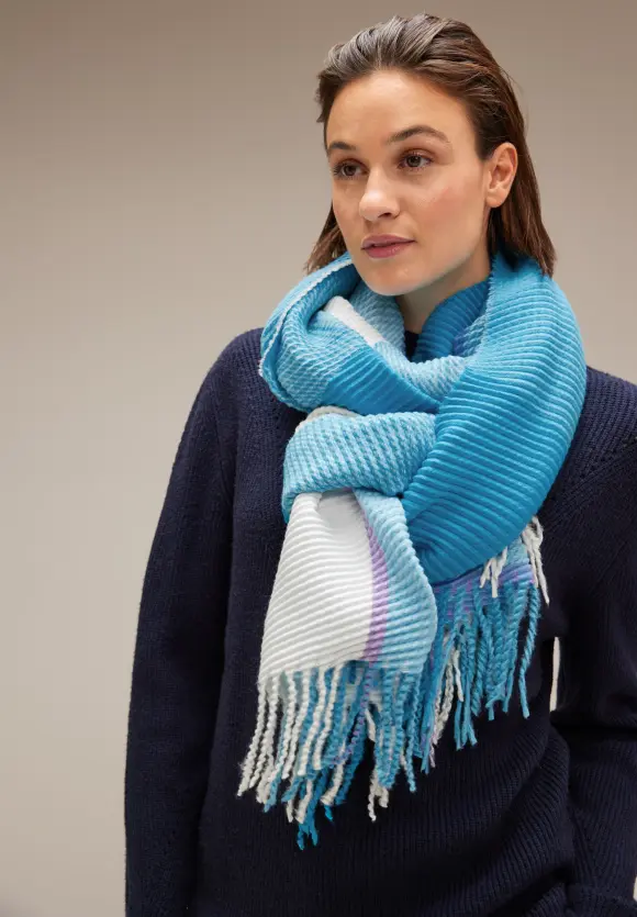 Madras Plissée Schal - aquamarine blue