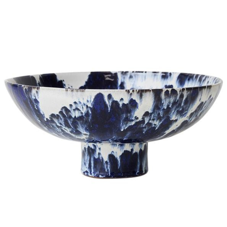 HKliving Ceramic schaal op voet, Indigo