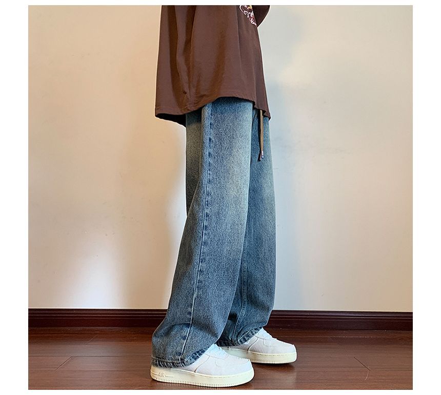POSI - Mid Rise Washed Wide Leg Jeans