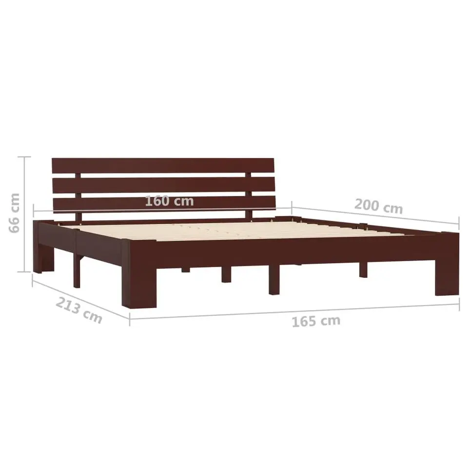 vidaXL - Bed frame met hoofdeinde - Donkerbruin - Grenenhout - 160x200 cm
